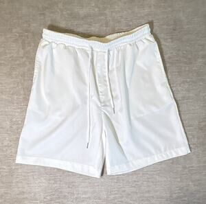 COOFANDY Men’s White Solid Shorts Drawstring Elastic Waist Pockets